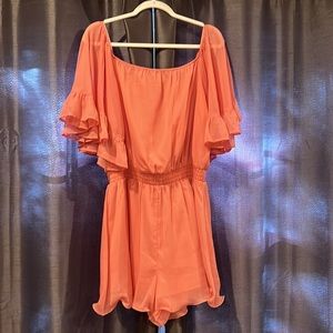 Coral Womens Romper with flutter sleeves size L